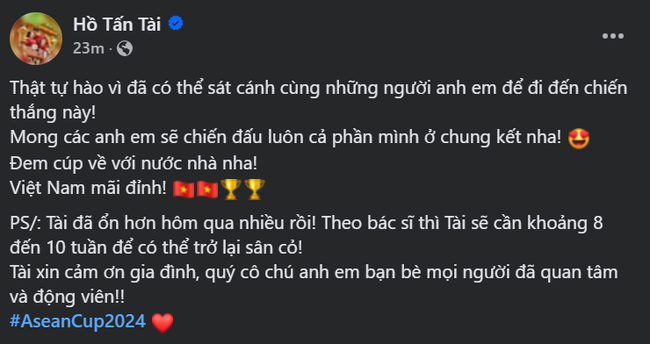 Hồ Tấn Tài may mắn thoát chấn thương nặng, chỉ nghỉ từ 8 tới 10 tuần - Ảnh 2.