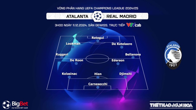 Nhận định, soi tỷ lệ Atalanta vs Real Madrid (3h00 ngày 11/12), cúp C1 châu Âu - Ảnh 2.