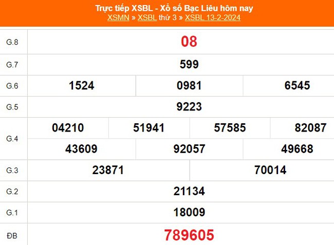 XSBL 13/2, kết quả Xổ số Bạc Liêu hôm nay 13/2/2024, trực tiếp XSBL ngày 13 tháng 2 - Ảnh 2.
