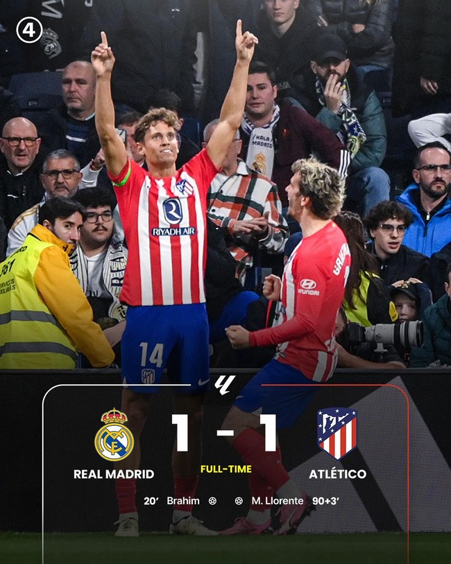 Thủng lưới ở phút 90+3, Real Madrid đánh rơi chiến thắng trước Atletico trong trận derby kịch tính - Ảnh 4.