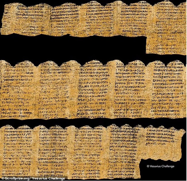 Sử dụng AI giải mã hơn 2.000 từ trên giấy papyrus bị chôn vùi sau vụ phun trào núi Vesuvius vào năm 79 - Ảnh 1.