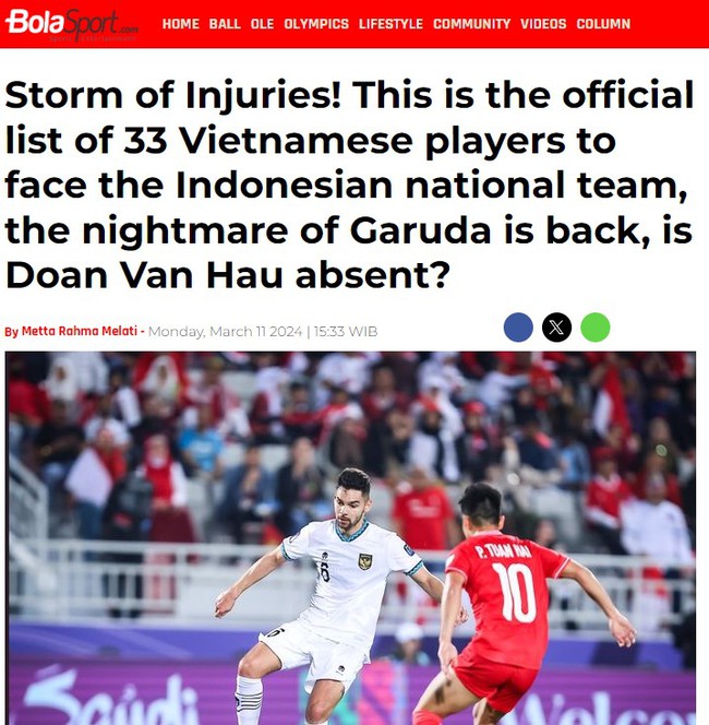 Nhìn danh sách ĐT Việt Nam, báo Indonesia viết ‘cơn ác mộng của Garuda trở lại’, thở phào vì Văn Hậu - Ảnh 2.