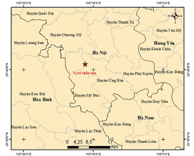 Động đất có độ lớn 4.0 xảy ra tại huyện Mỹ Đức, Hà Nội - Ảnh 1.