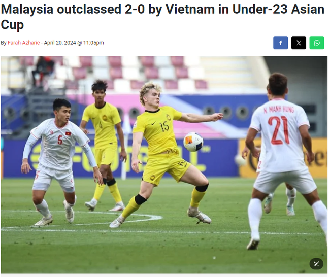 Báo chí Malaysia tuyên bố U23 Việt Nam 'out trình' sau thất bại của đội nhà - Ảnh 2.