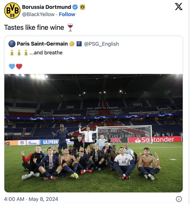 Dortmund lôi 'kỷ niệm cũ' chế giễu PSG, fan hả hê với màn trả thù ngọt ngào - Ảnh 2.
