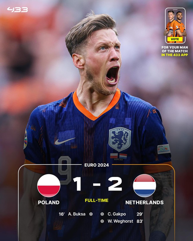 'Người cũ' của MU ghi bàn quyết định, ĐT Hà Lan ngược dòng thắng kịch tính ở EURO 2024 - Ảnh 1.