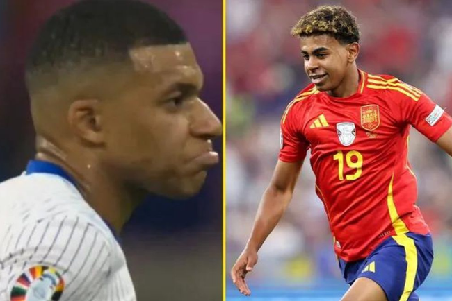 Biểu cảm của Mbappe sau tuyệt phẩm của Lamine Yamal bên phía Tây Ban Nha