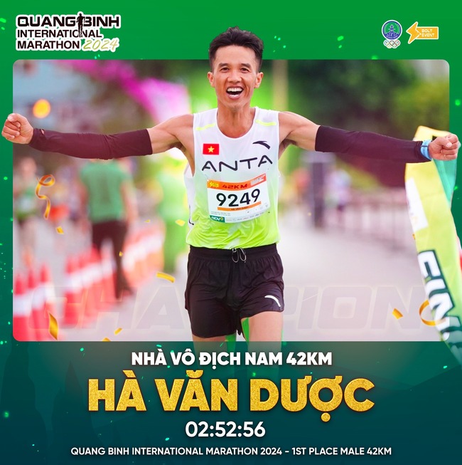 VĐV Hà Văn Được vô địch cự ly 42km dành cho nam ở giải Quang Binh International Marathon 2024