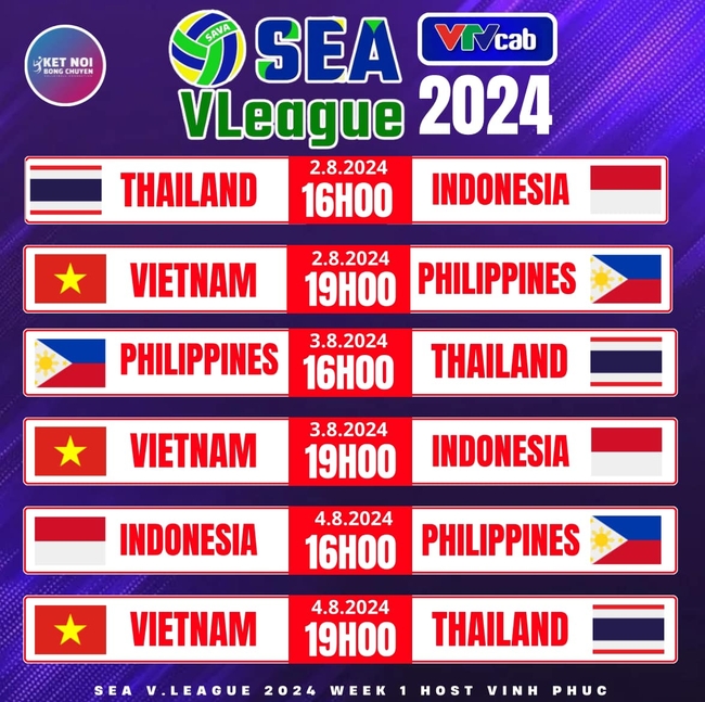 Tuyển Việt Nam lần lượt gặp Philippines, Indonesia và Thái Lan ở chặng 1 SEA V.League 2024