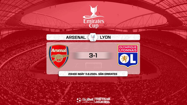 Nhận định, soi tỷ lệ Arsenal vs Lyon (20h00,11/8), Chung kết Emirates Cup 2024 - Ảnh 8.