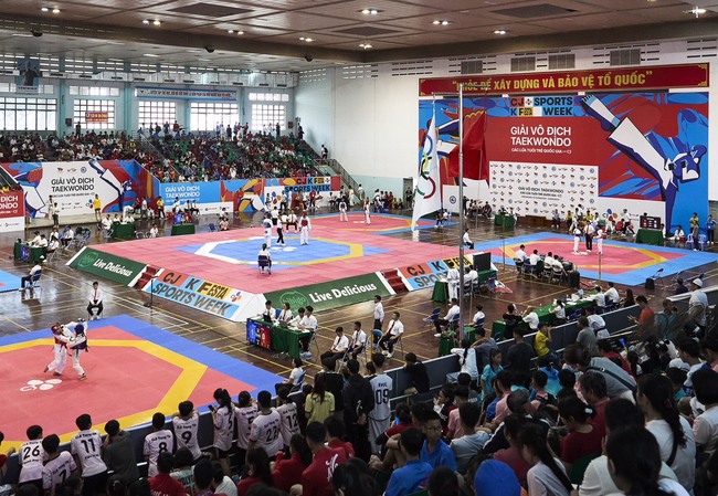 Tranh tài sôi nổi tại Giải vô địch Taekwondo các lứa tuổi trẻ quốc gia CJ năm 2024 - Ảnh 2.