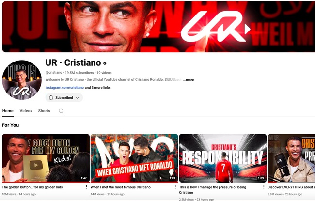 Ronaldo lập kênh youtube, cả thế giới choáng ngợp - Ảnh 1.