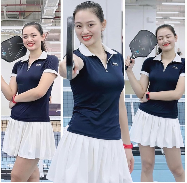 Hoa khôi Thu Hoài chơi pickleball