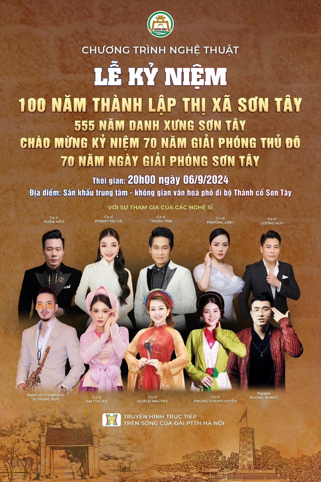 Chị Hằng biên tập: Hà Anh Tuấn, Trọng Tấn, Phương Linh… hát trong chương trình nghệ thuật &quot;Sơn Tây - Ngời sáng miền đất cổ&quot; - Ảnh 1.