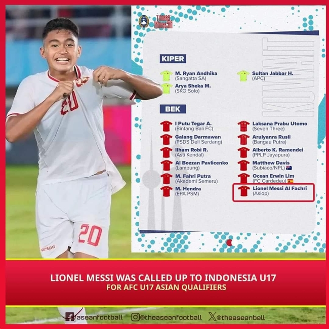 Tin nóng thể thao tối 6/8: Indonesia triệu tập Lionel Messi dự U17 châu Á, MU thông báo chấn thương cực nặng của Yoro - Ảnh 1.