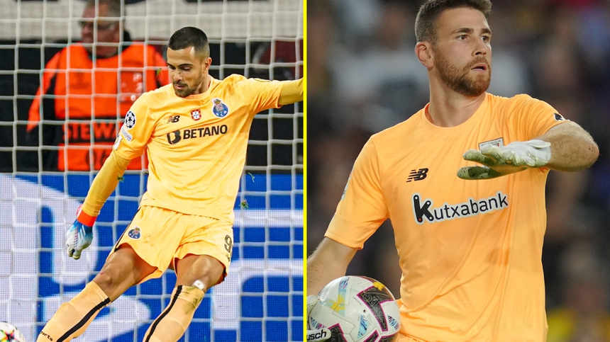 Diogo Costa (trái) và Unai Simon (phải) đều đang nằm trong tầm ngắm của MU