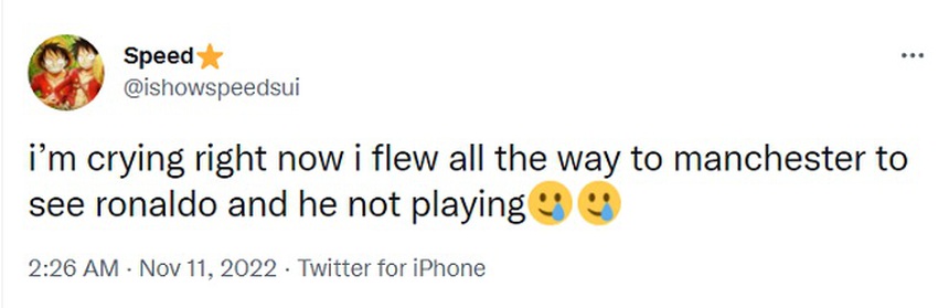 Ronaldo khiến Youtuber nổi tiếng 'than khóc' vì không thi đấu - Ảnh 1. Ronaldo khiến Youtuber nổi tiếng 'than khóc' vì không thi đấu - Ảnh 1.