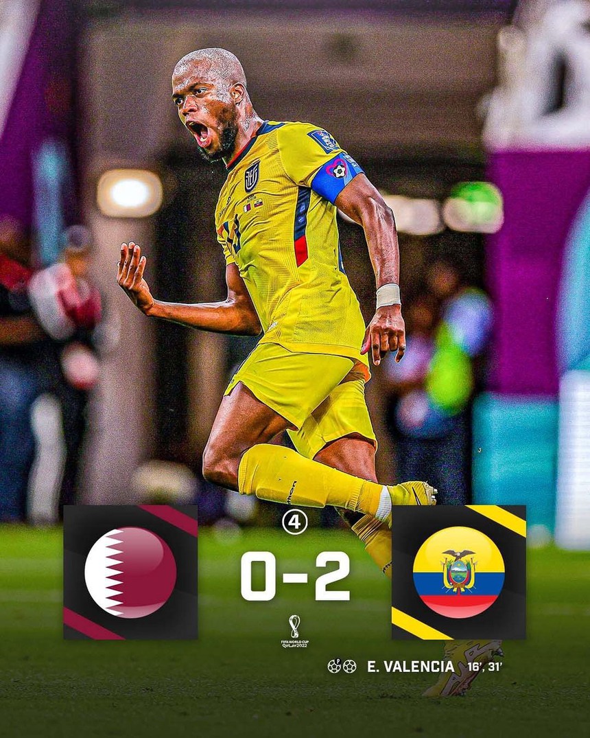 Kết quả Qatar 0-2 Ecuador: Valencia sắm vai người hùng, Ecuador thắng trận khai mạc - Ảnh 1. Kết quả Qatar 0-2 Ecuador: Valencia sắm vai người hùng, Ecuador thắng trận khai mạc - Ảnh 1.