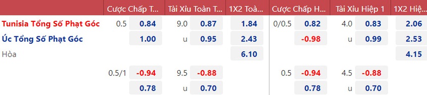 Tỷ lệ kèo trước giờ bóng lăn Tunisia vs Úc, 17h00 hôm nay | WC 2022 - Ảnh 4.