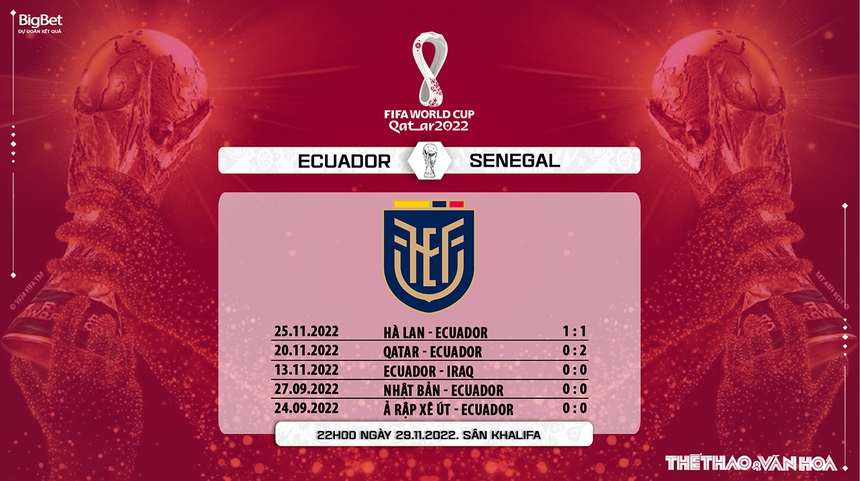 Nhận định kèo Ecuador vs Senegal (22h00, 29/11), World Cup 2022 - Ảnh 8. Nhận định kèo Ecuador vs Senegal (22h00, 29/11), World Cup 2022 - Ảnh 8.
