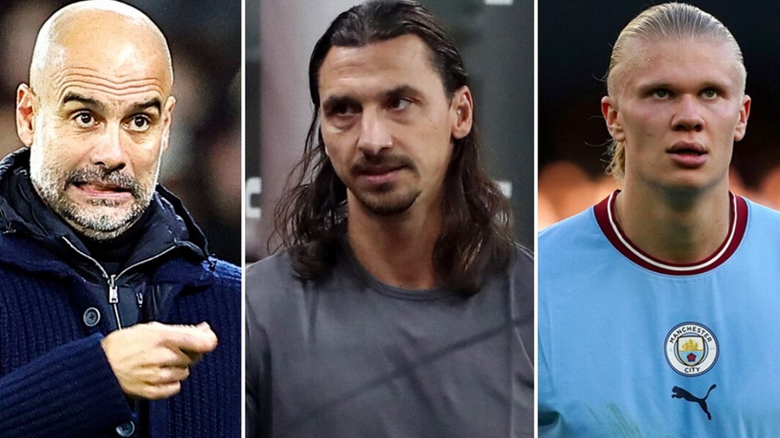 Ibrahimovic (giữa) cho rằng Pep Guardiola sẽ có ảnh hưởng xấu tới Haaland