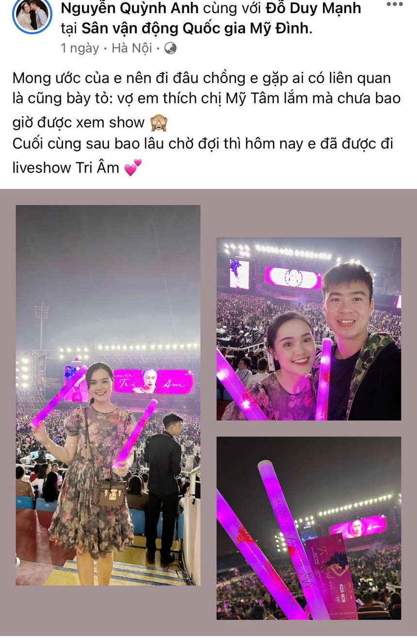 Duy Mạnh đưa vợ đi xem liveshow của Mỹ Tâm, Hai Long cũng mê nghe nhạc - Ảnh 1. Duy Mạnh đưa vợ đi xem liveshow của Mỹ Tâm, Hai Long cũng mê nghe nhạc - Ảnh 1.