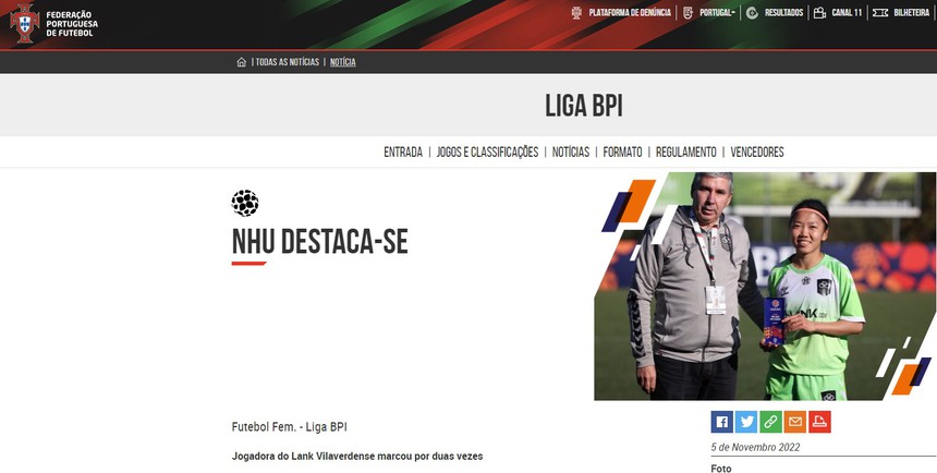 Huỳnh Như xuất hiện trên trang chủ LĐBĐ Bồ Đào Nha Huỳnh Như xuất hiện trên trang chủ LĐBĐ Bồ Đào Nha