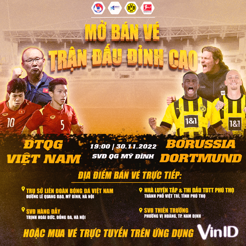 Thêm phương thức bán vé trận ĐTVN đấu Dortmund - Ảnh 1. Thêm phương thức bán vé trận ĐTVN đấu Dortmund - Ảnh 1.