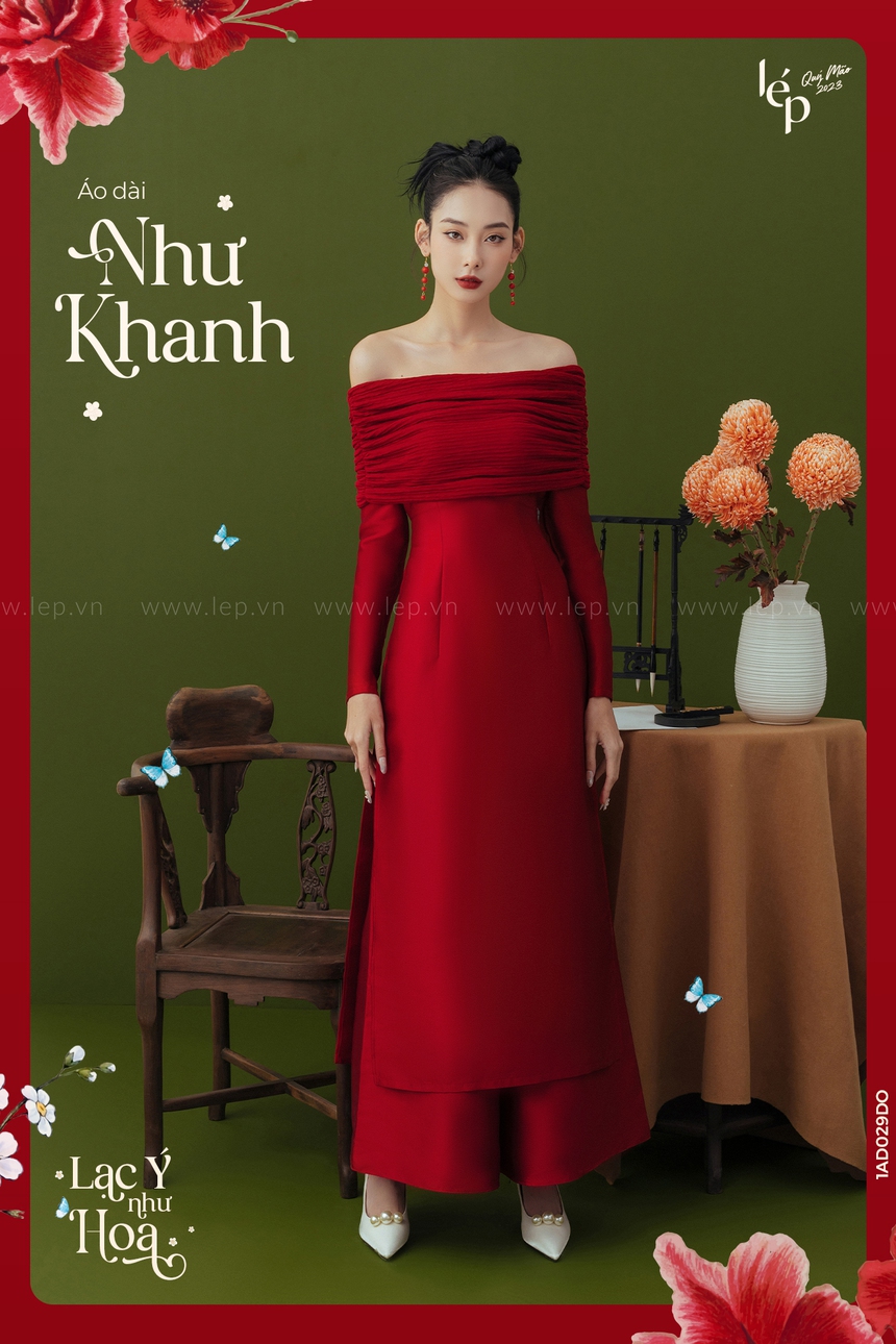 10 mẫu áo dài đỏ may mắn đầu năm - Ảnh 9. 10 mẫu áo dài đỏ may mắn đầu năm - Ảnh 9.