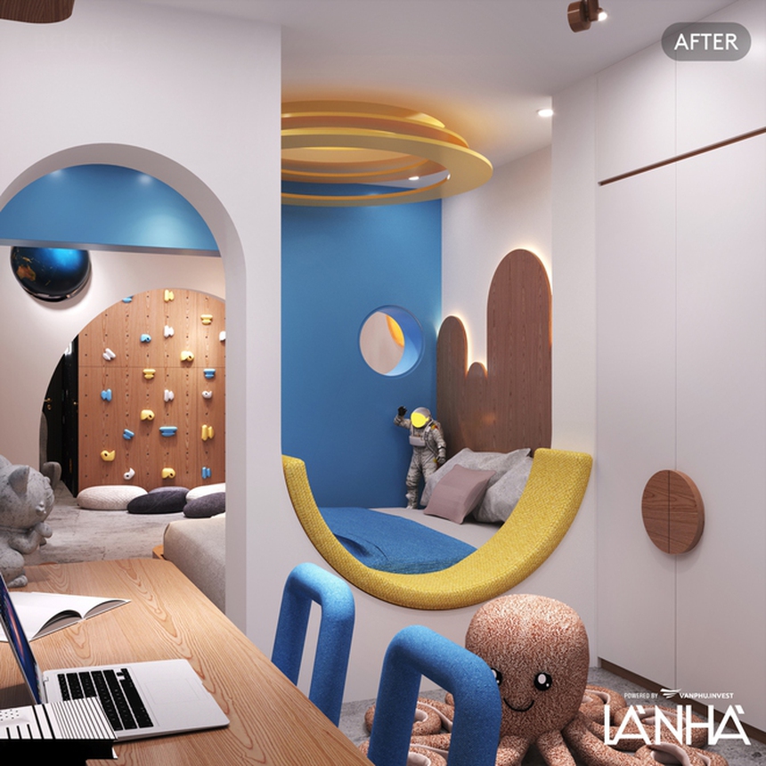 "Xoá" nỗi sợ của con trai trong phòng ngủ quá rộng, Gigi Hương Giang quyết định chi 200 triệu cải tạo phòng 42m2 thành 5 lớp không gian kích thích sáng tạo - Ảnh 13.