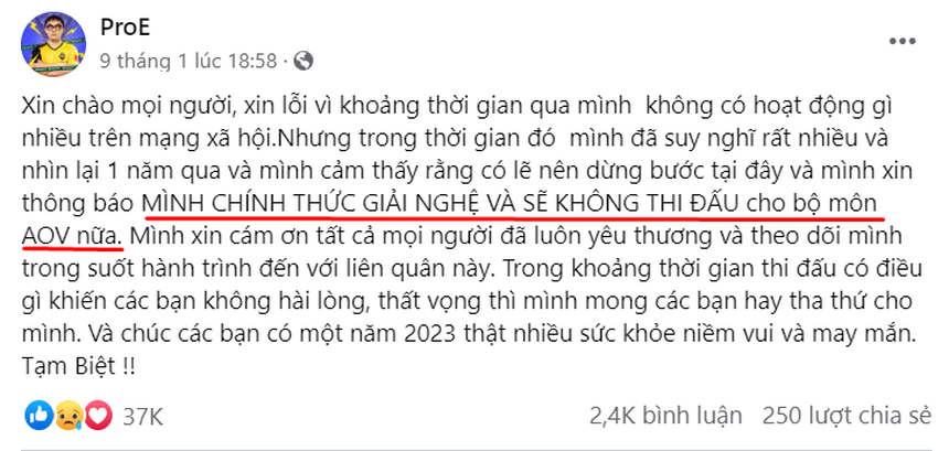 Điểm chung đáng chú ý trong thông báo giải nghệ của các tuyển thủ Liên Quân - Ảnh 1.