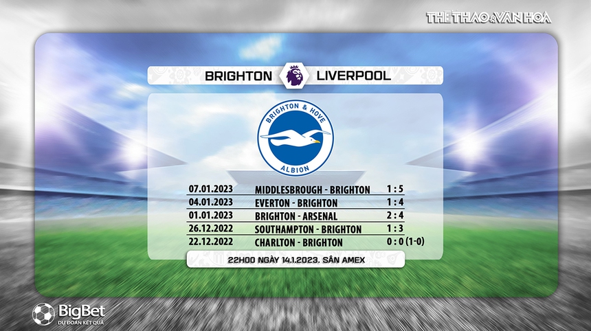 Nhận định bóng đá Brighton vs Liverpool (22h00, 14/1), Ngoại hạng Anh vòng 20 - Ảnh 8. Nhận định bóng đá Brighton vs Liverpool (22h00, 14/1), Ngoại hạng Anh vòng 20 - Ảnh 8.