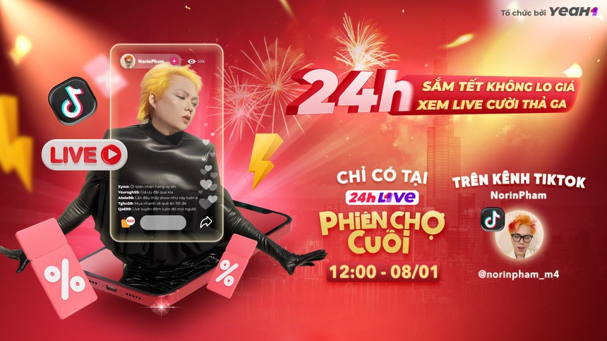TikToker Phạm Thoại livestream xuyên đêm không nghỉ trong 24h Live Phiên Chợ Cuối - Ảnh 1. TikToker Phạm Thoại livestream xuyên đêm không nghỉ trong 24h Live Phiên Chợ Cuối - Ảnh 1.
