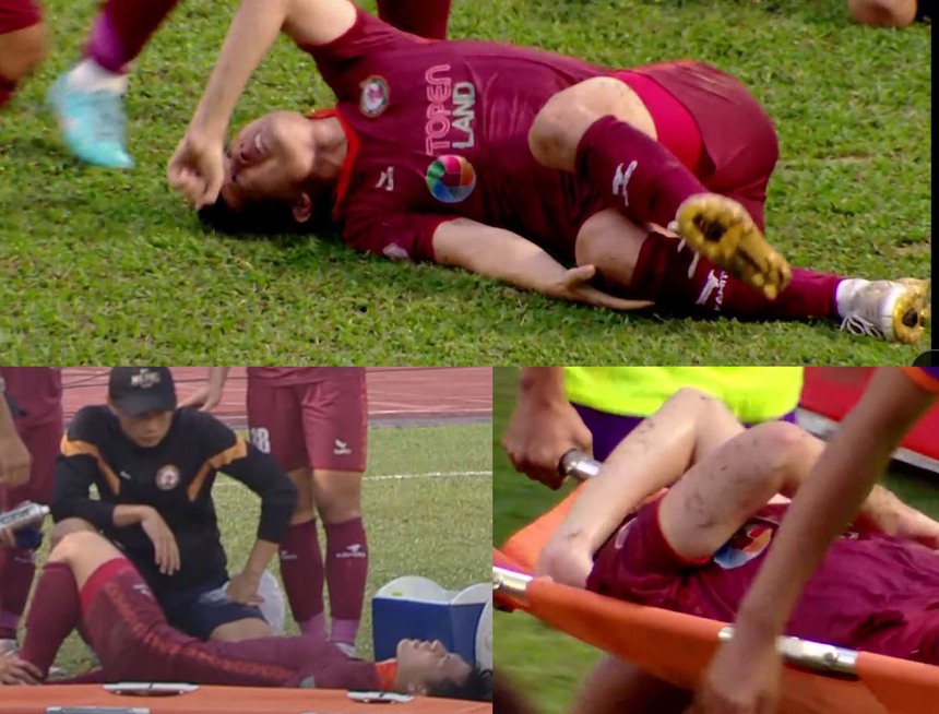 Đình Trọng chấn thương đau đớn ở giải giao hữu - Ảnh 1.