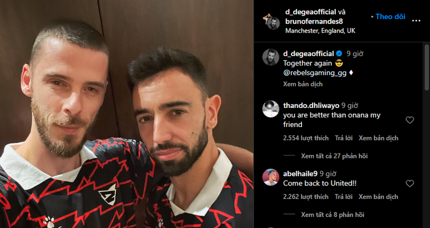 De Gea bất ngờ tuyên bố tái hợp đồng đội cũ tại MU Bruno Fernandes - Ảnh 2.