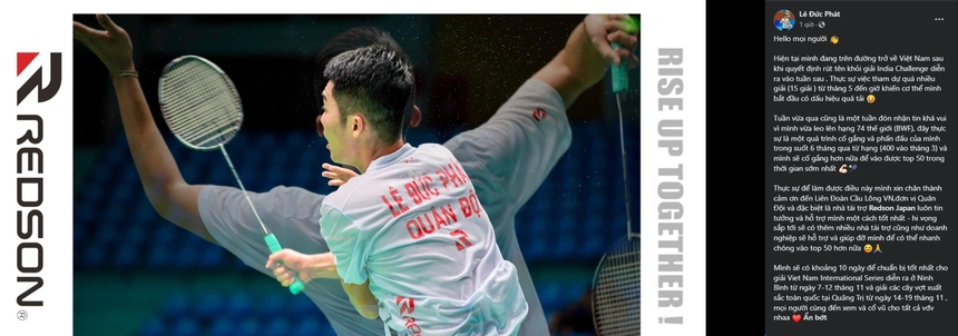 Hiện tượng mới Lê Đức Phát trần tình về việc xin bỏ giải cầu lông Ấn Độ mở rộng sau khi lên hạng 74 thế giới - Ảnh 3.