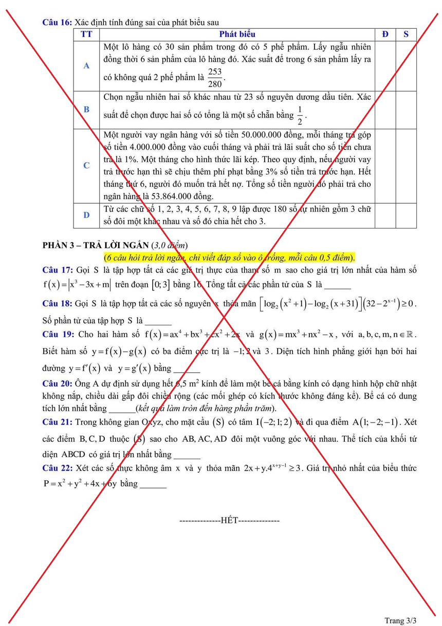 Đề thi môn Toán lan truyền trên mạng không phải Đề thi tham khảo Kỳ thi tốt nghiệp Trung học Phổ thông 2025 - Ảnh 3.