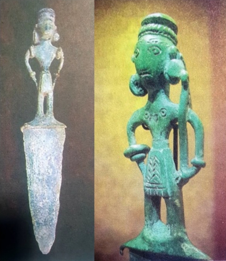 Người Đông Sơn vẽ, nặn về người Đông Sơn (kỳ 12): Một kiểu cán dao găm đàn ông Đông Sơn xuất hiện nhiều nhất - Ảnh 1.