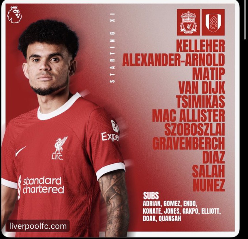 TRỰC TIẾP Liverpool vs Fulham, Ngoại hạng Anh vòng 14 (21h00 hôm nay): Salah, Nune và Diaz đá chính - Ảnh 3.