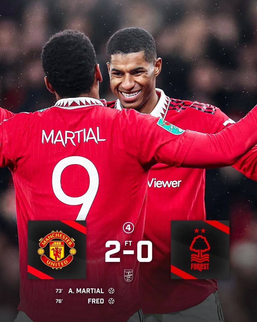VIDEO bàn thắng MU 2-0 Nottingham: Martial và Fred ghi bàn, 'Quỷ đỏ' vào chung kết Cúp Liên đoàn - Ảnh 6. VIDEO bàn thắng MU 2-0 Nottingham: Martial và Fred ghi bàn, 'Quỷ đỏ' vào chung kết Cúp Liên đoàn - Ảnh 6.