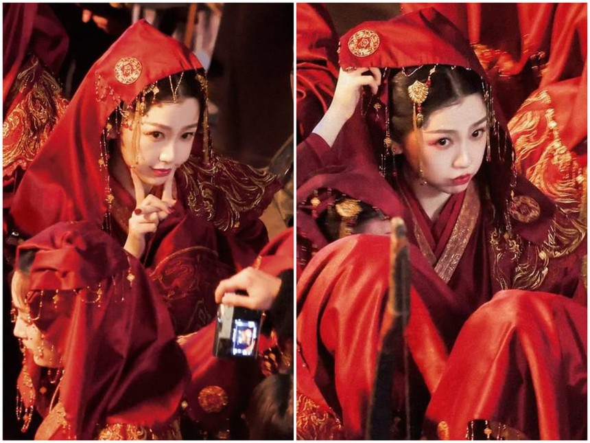 Hé lộ tạo hình cô dâu cổ trang cực đẹp của Ngu Thư Hân, biểu cảm đáng yêu gây chú ý - Ảnh 2.