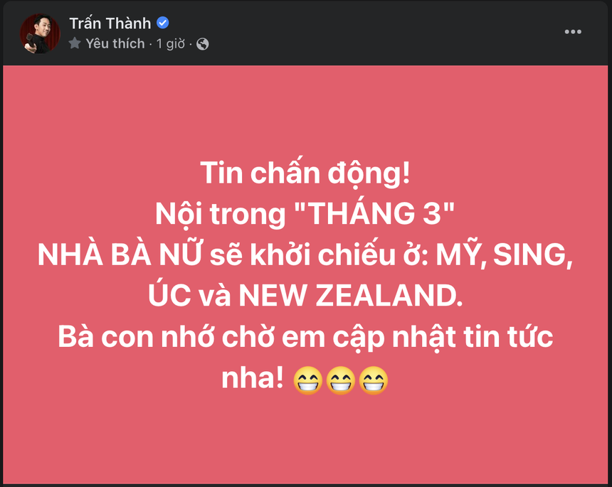 Sau khi liên tiếp lập kỷ lục phòng vé, 'Nhà Bà Nữ' của Trấn Thành sẽ 'xuất ngoại'?  - Ảnh 1.