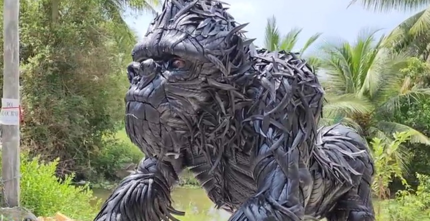 Gặp chủ nhân King Kong làm từ lốp xe đang gây bão MXH: 'Có lúc tự ngồi cắt lốp thấy rảnh thiệt' - Ảnh 5.