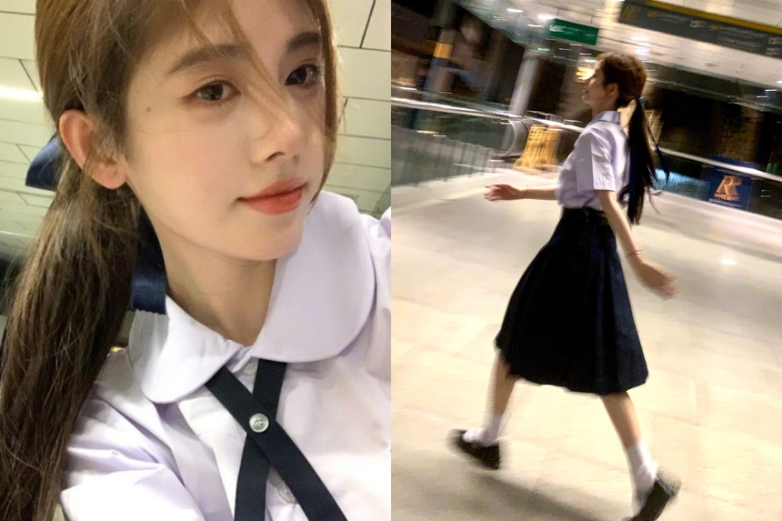 “Mỹ nữ 4000 năm” Cúc Tịnh Y gây sốt khi diện đồng phục học sinh Thái: Visual “bén đứt tay” chấp hết camera thường! - Ảnh 2.