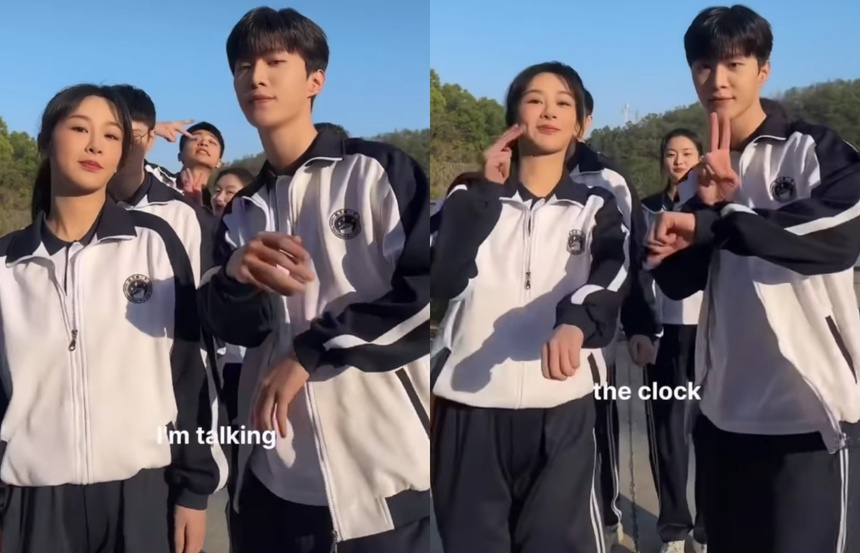 Dương Tử - Phạm Thừa Thừa mặc đồ học sinh, nhảy nhót cực đáng yêu ở phim trường - Ảnh 2.