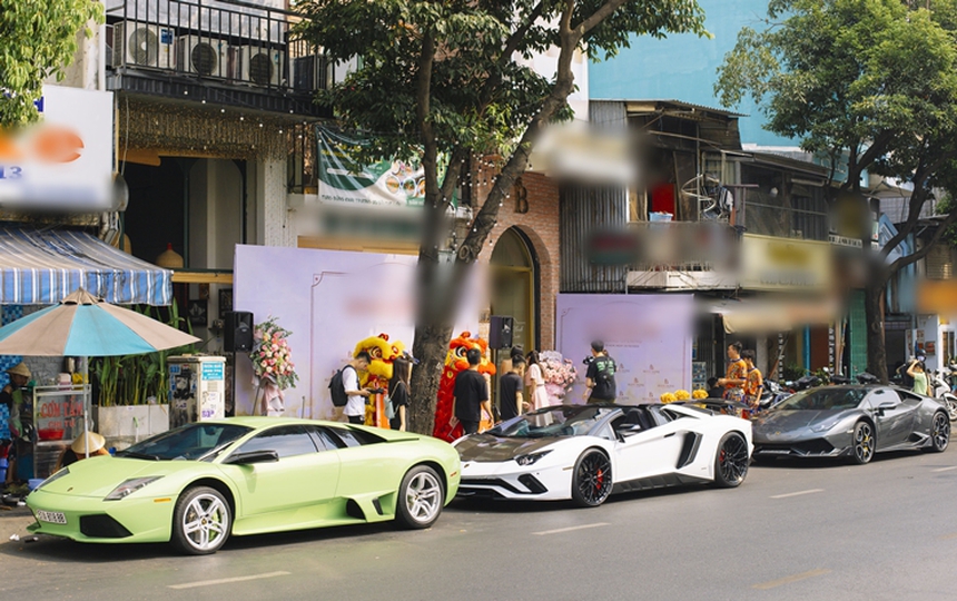 Hạnh Sino bên dàn siêu xe trăm tỷ gây náo loạn khu phố - Ảnh 2.