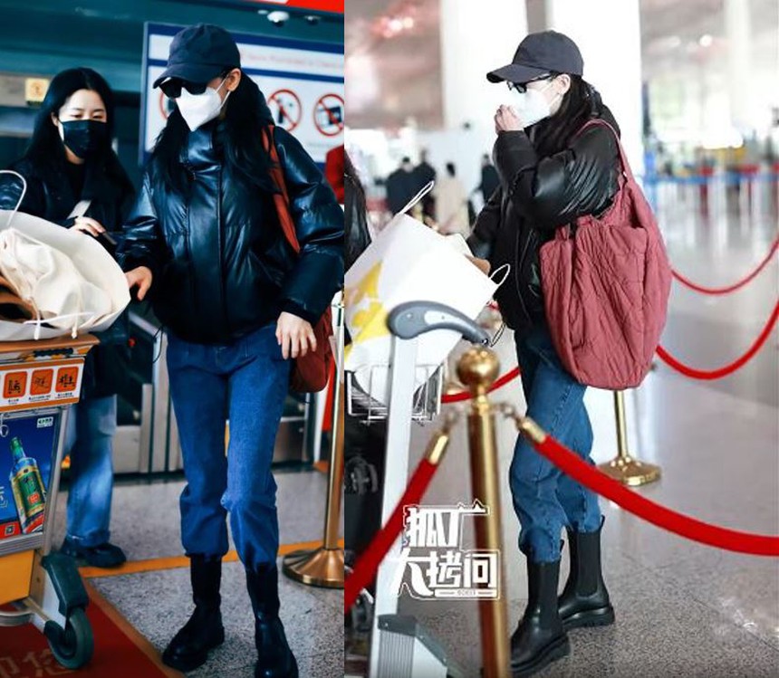 Địch Lệ Nhiệt Ba xuất hiện cực ngầu ở sân bay, đẩy hành lý phăng phăng nhưng có xóa tan được tin đồn bầu bí? - Ảnh 3.