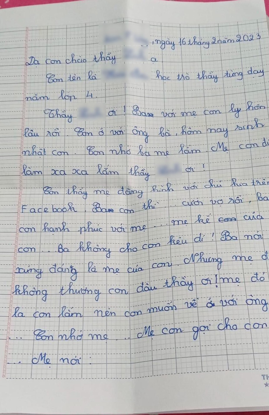 Nhói lòng bức thư bé gái lớp 9 tâm sự với thầy giáo chuyện bố mẹ ly hôn: "Ba con cưới vợ rồi, mẹ cũng có bạn trai" - Ảnh 1. Nhói lòng bức thư bé gái lớp 9 tâm sự với thầy giáo chuyện bố mẹ ly hôn: "Ba con cưới vợ rồi, mẹ cũng có bạn trai" - Ảnh 1.