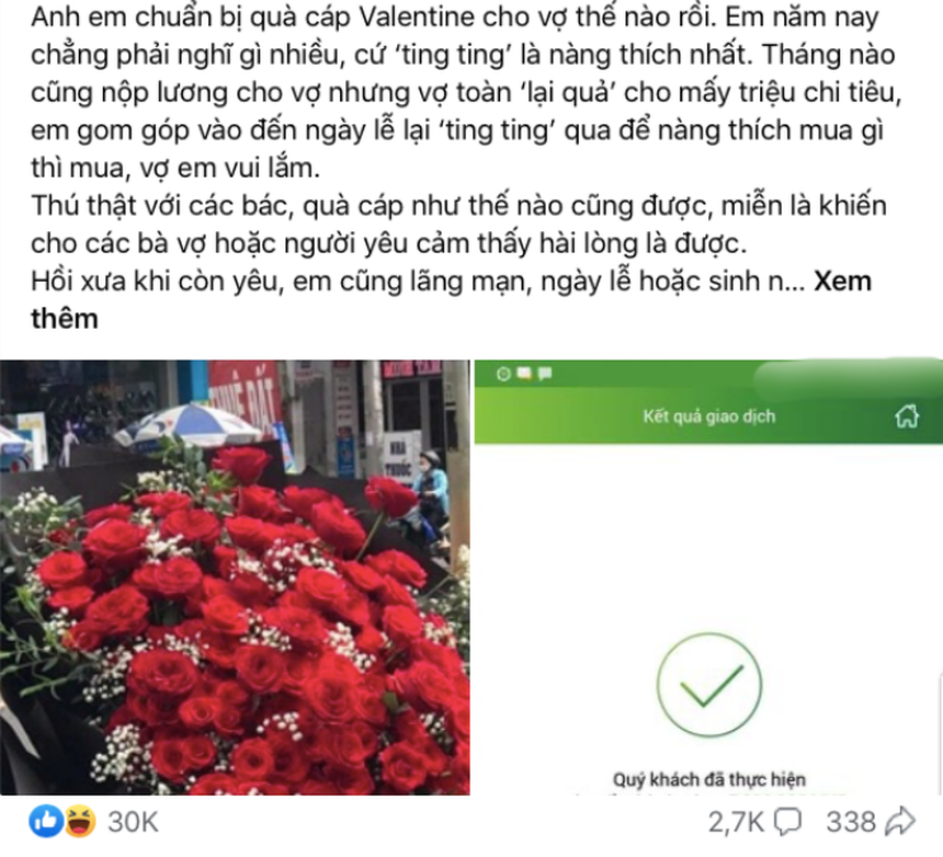 Các ông chồng khởi động mùa tặng quà Valentine: Đẹp nhất vẫn là tiếng "ting ting" từ điện thoại - Ảnh 2. Các ông chồng khởi động mùa tặng quà Valentine: Đẹp nhất vẫn là tiếng "ting ting" từ điện thoại - Ảnh 2.