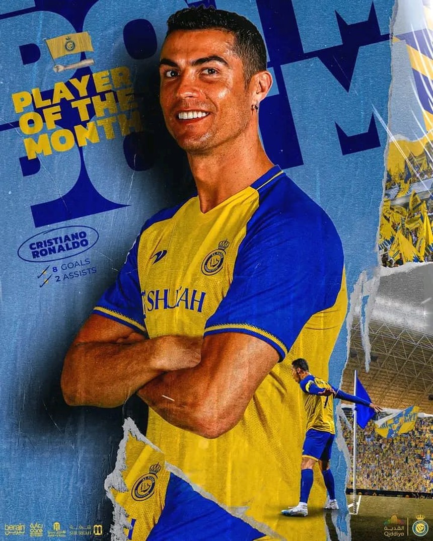 Ronaldo giành giải Cầu thủ xuất sắc nhất tháng tại Saudi League - Ảnh 2. Ronaldo giành giải Cầu thủ xuất sắc nhất tháng tại Saudi League - Ảnh 2.